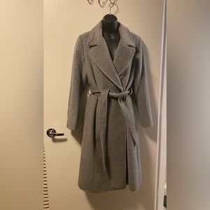 Gray Wool & Alpaca Cole Haan Coat with Belt